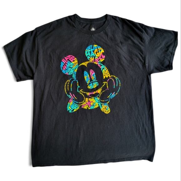 Disney Mickey Mouse Inspirational Words Short Sleeve T-Shirt Size XL Black - Picture 1 of 5